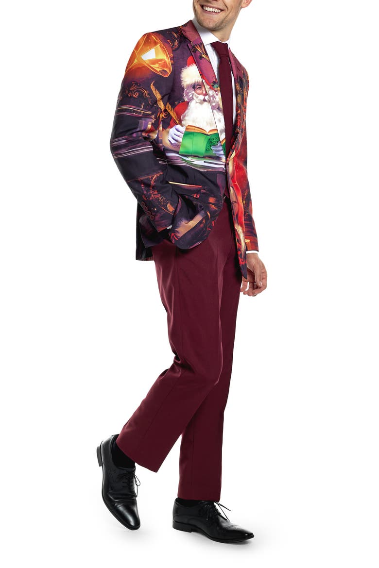 Classic Cause Vintage Advertisement Print Two-Piece Suit & Tie, Alternate, color, RED