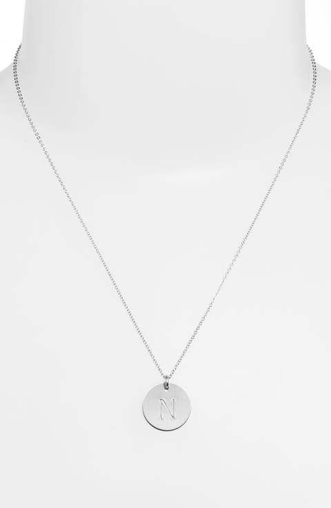 Sterling Silver Initial Disc Necklace