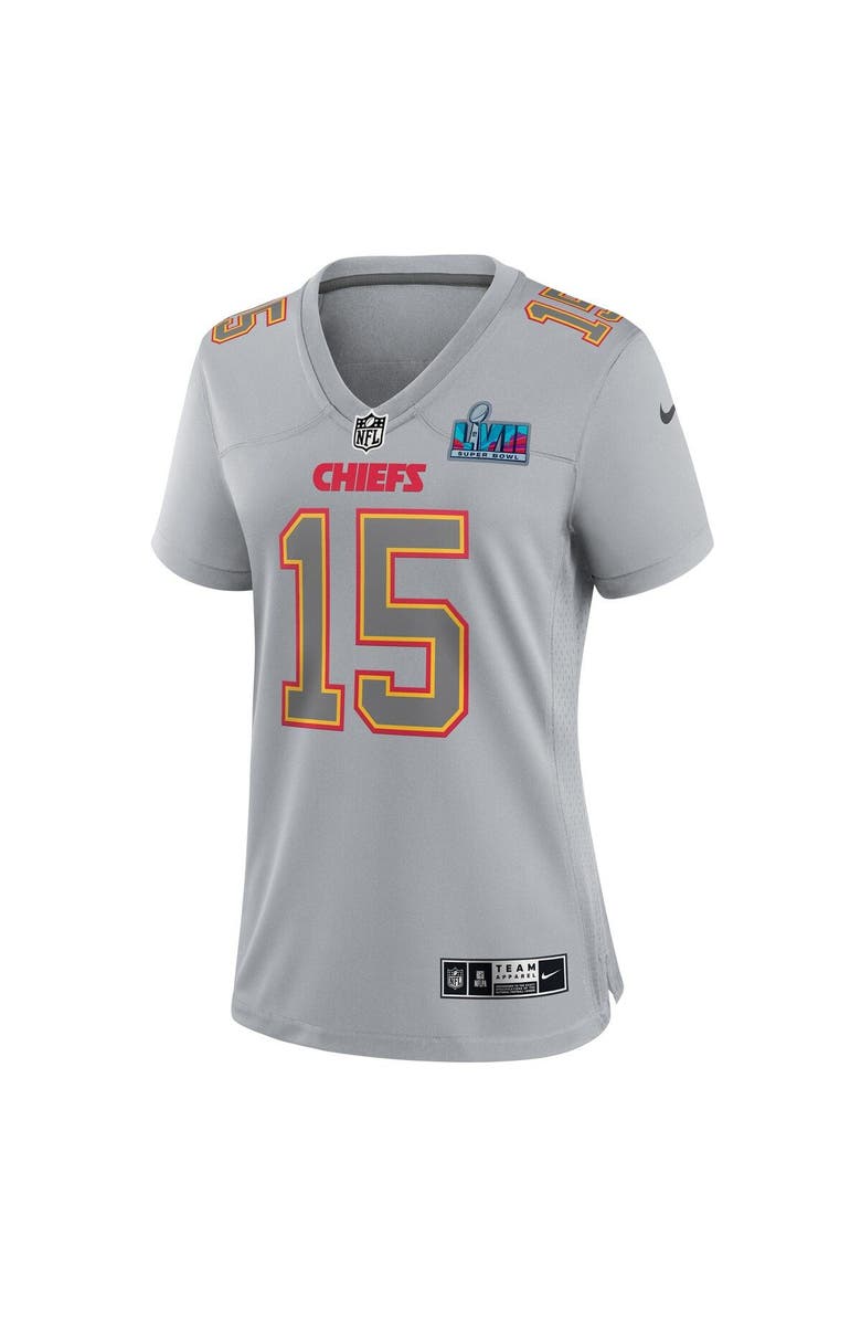 Nike Women's Nike Patrick Mahomes Gray Kansas City Chiefs Super Bowl LVII Patch Atmosphere Fashion Game Jersey, Alternate, color,