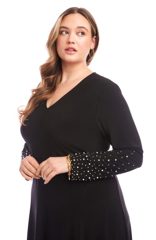 Karen Kane Kate Embellished Long Sleeve Jersey Midi Dress In Black
