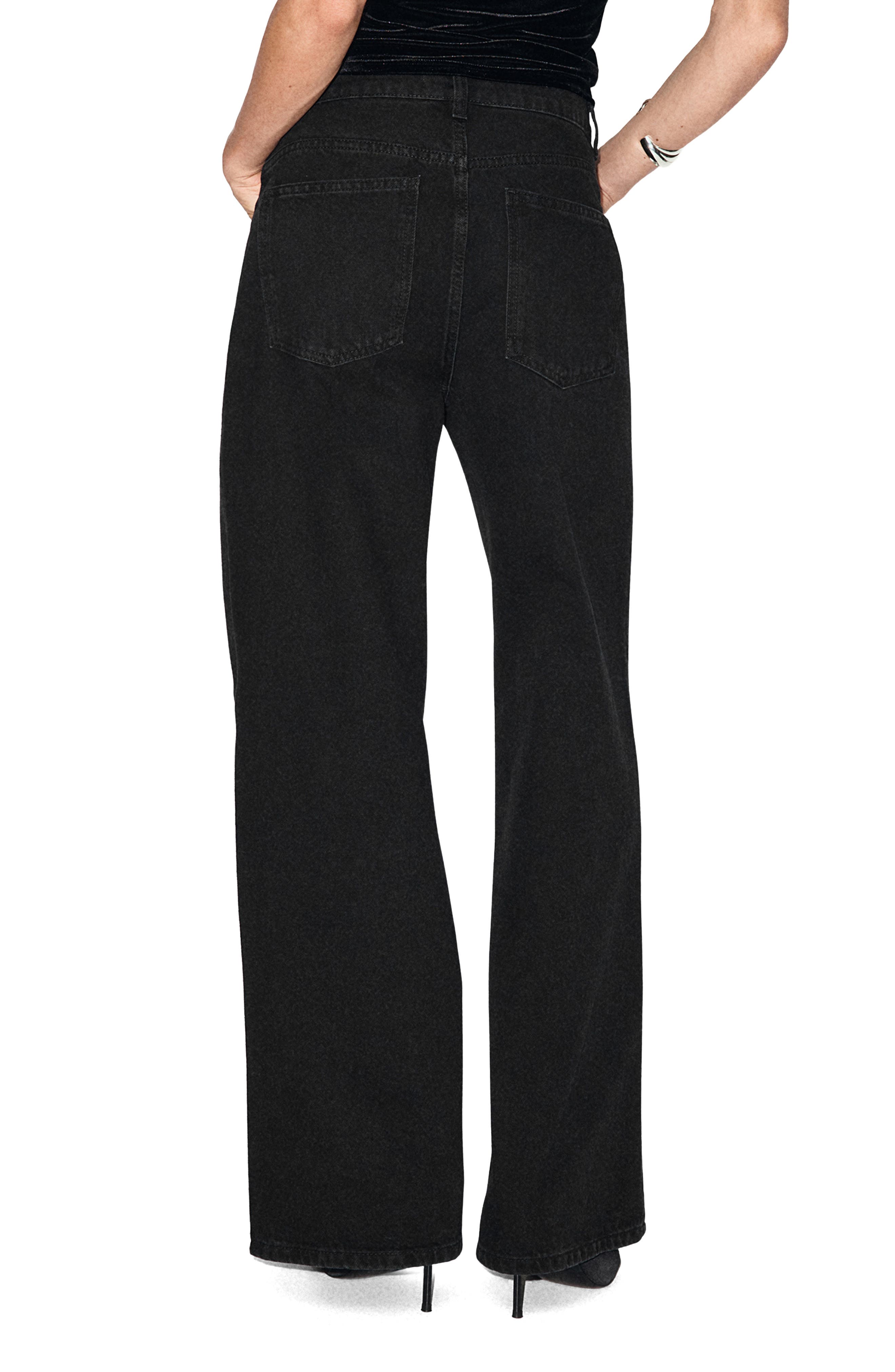 Asymmetric Button Wide Leg Jeans - image 2