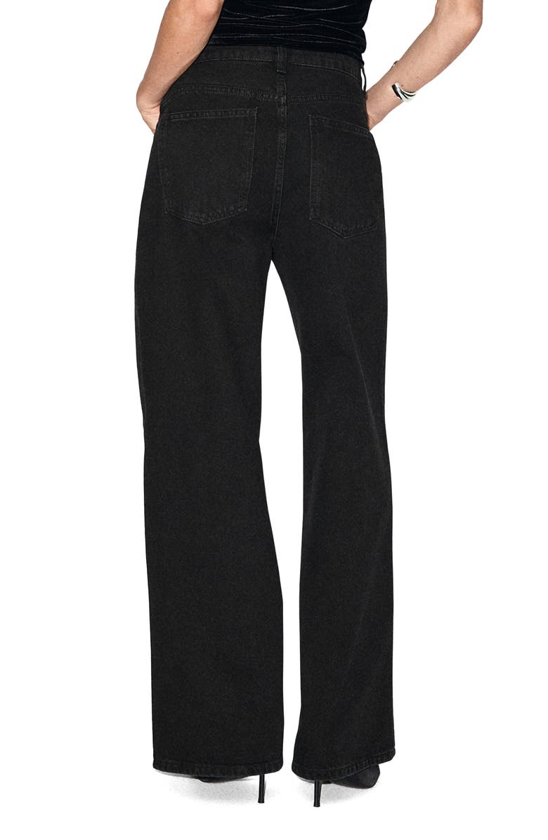 MANGO Asymmetric Button Wide Leg Jeans, Alternate, color, Black Denim