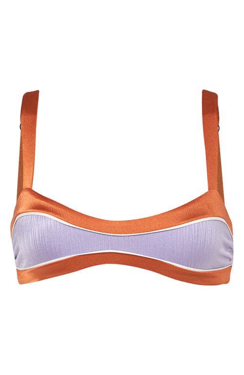 Maaji Satin Umber Headhunter Reversible Bikini Top In Copper