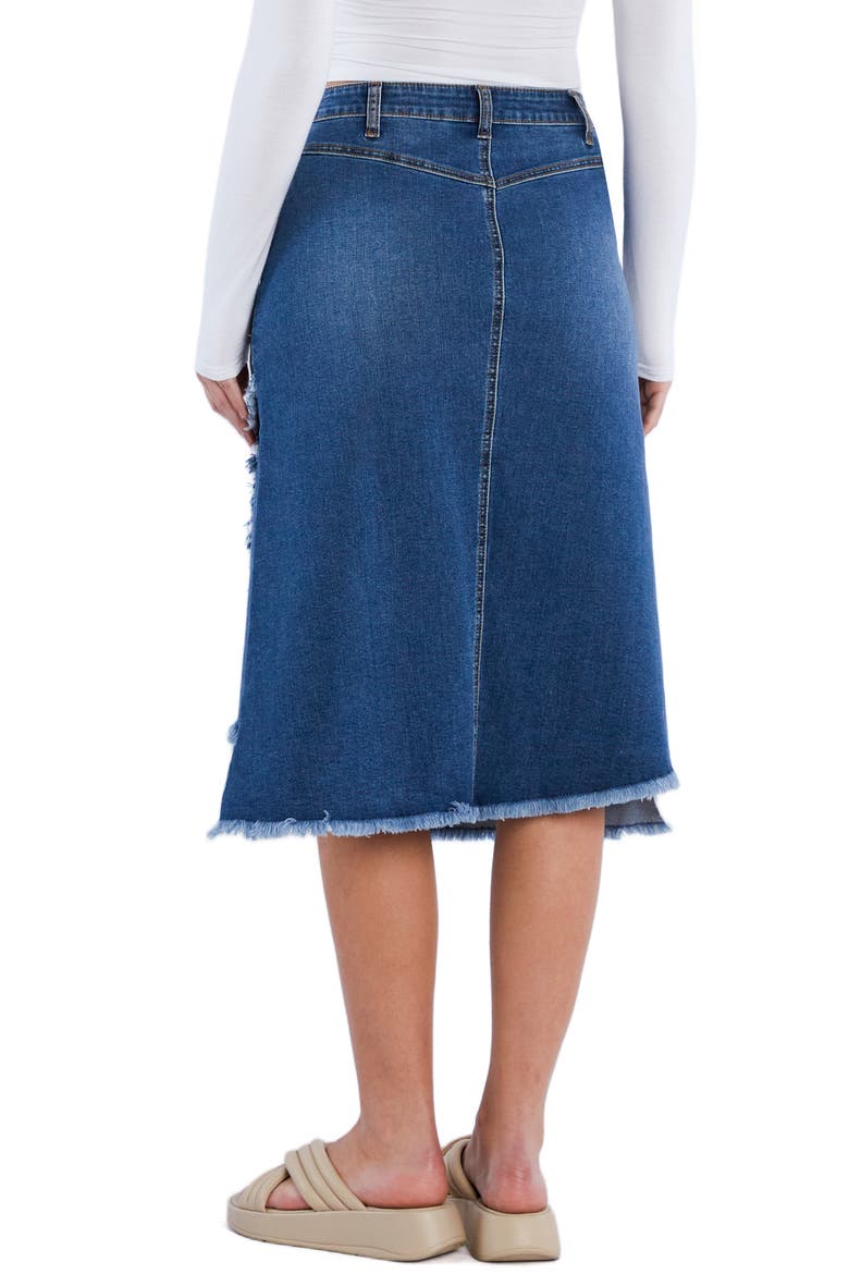 Fray Two Step Denim Skirt, Alternate, color, FLOUNCE BLUE