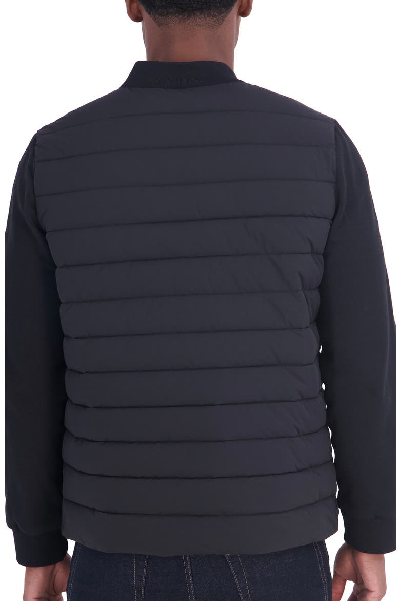 Mixed Media Water Resistant Bomber Jacket, Alternate, color, BLACK