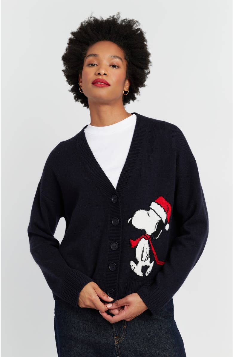 Chinti & Parker Wool-Cashmere Holiday Snoopy Cardigan, Main, color, 