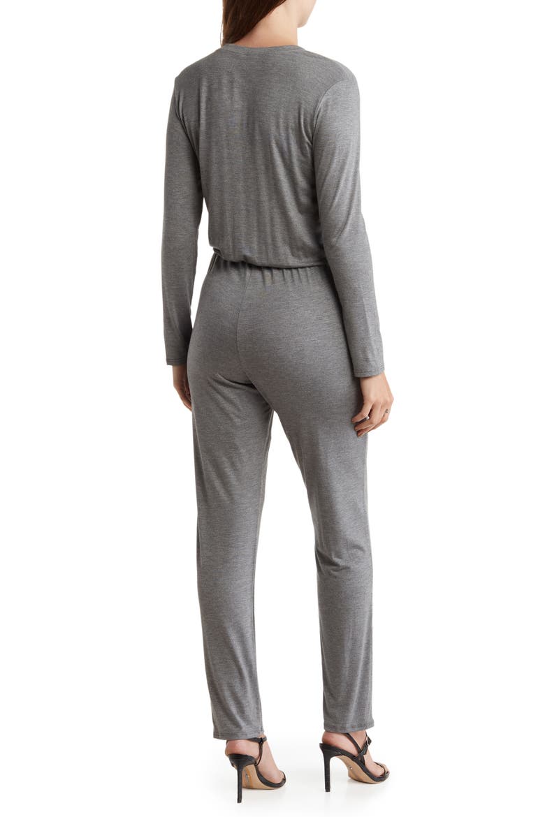 Split Neck Long Sleeve Jumpsuit, Alternate, color, DARK SLATE