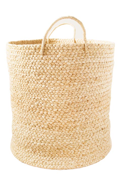 Large Braided Raffia Basket