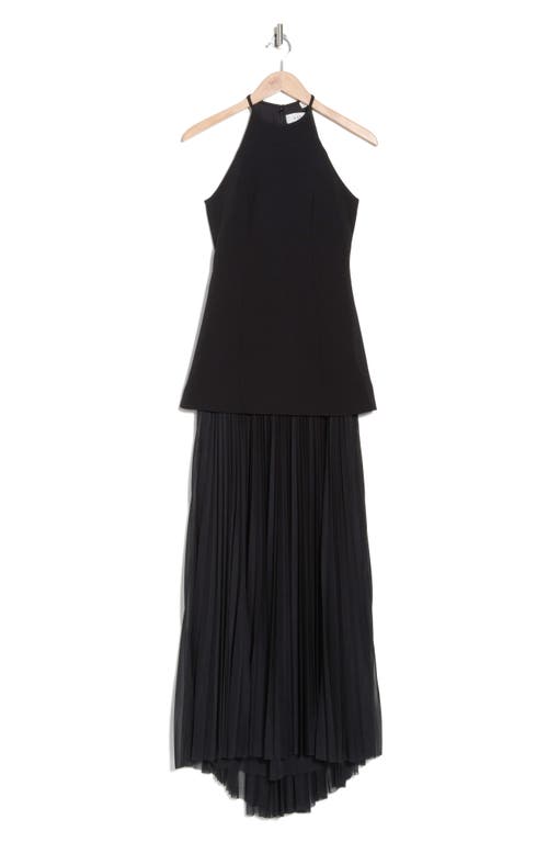 A.l.c Lana Crepe And Pleated Chiffon Maxi Dress In Black