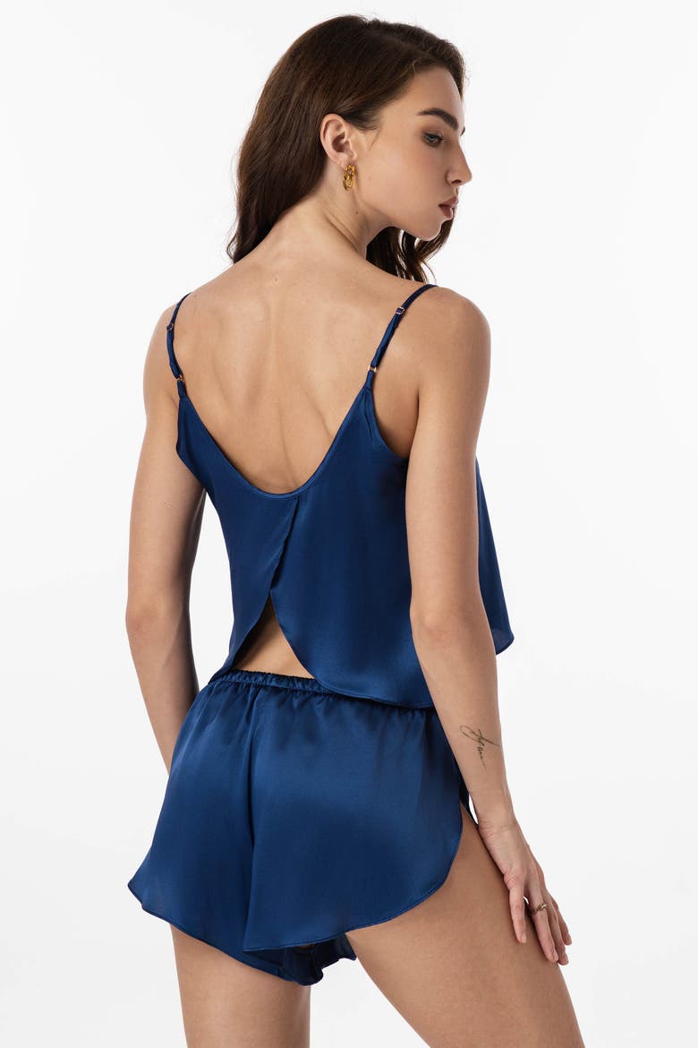 Adjustable Spaghetti Strap Pure Silk Camisole Set, Alternate, color, Dark Blue