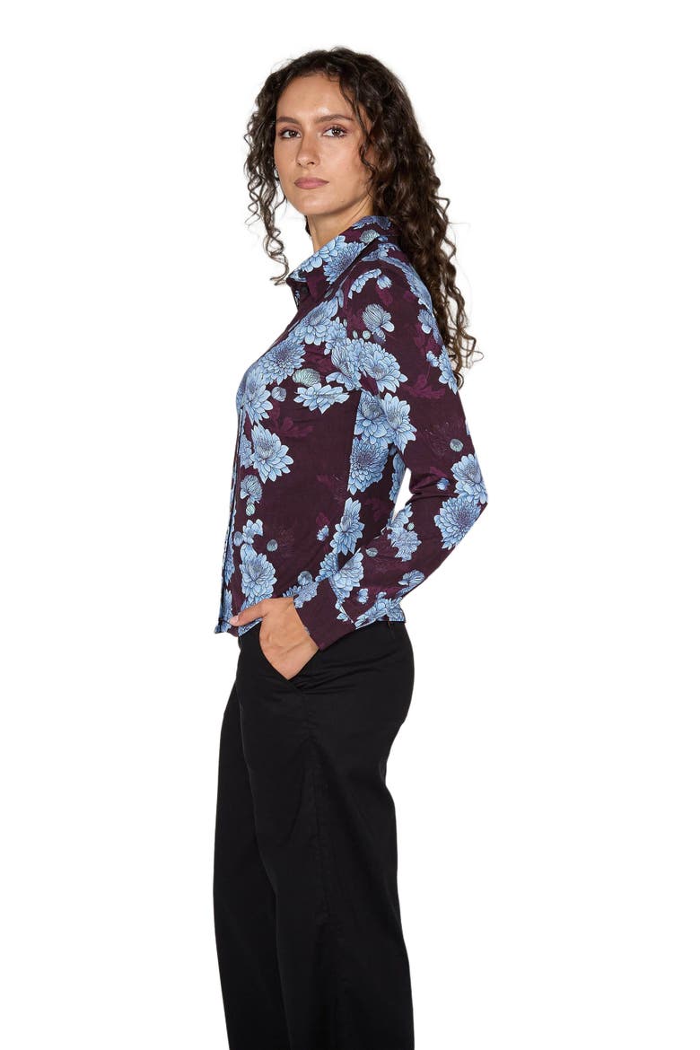 Stephanie Stretch Knit Shirt, Alternate, color, Serious Floral Plum