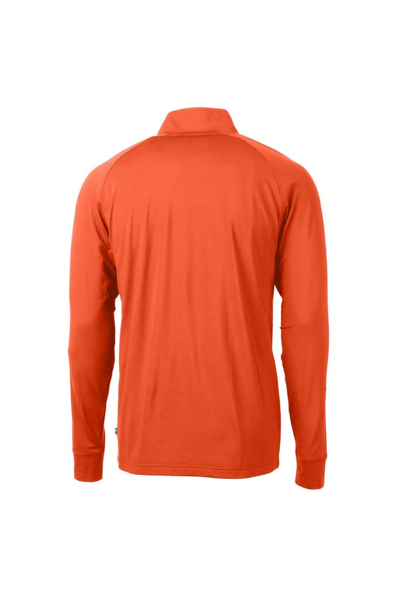 Men's Cutter & Buck  Orange Akron RubberDucks Adapt Eco Knit Stretch Recycled Quarter-Zip Pullover, Alternate, color, Orange