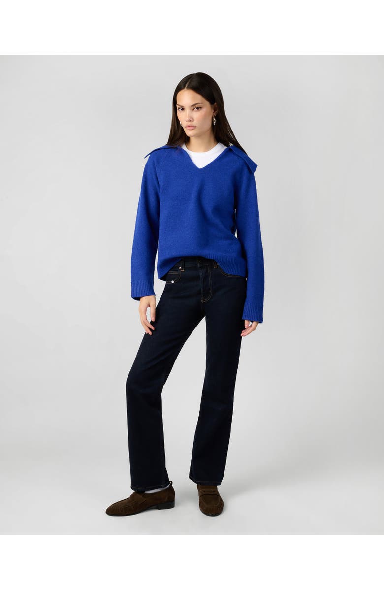 WeWoreWhat Collar V-Neck Sweater, Alternate, color, Royal Blue