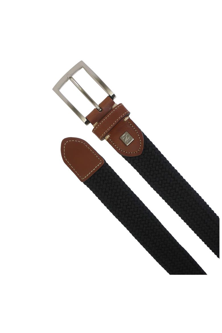 Stretch Braid with Full Grain Leather Tips, Alternate, color, Black