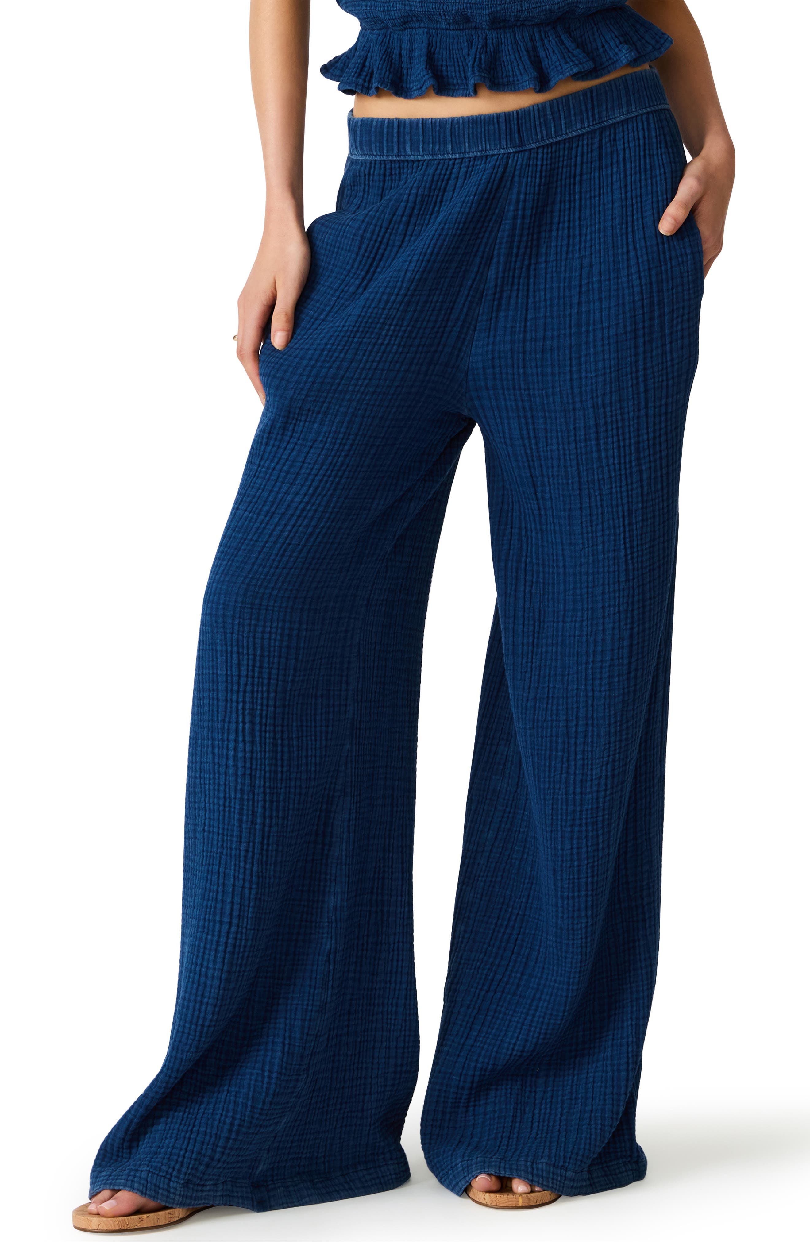 Harbor Cotton Blend Gauze Wide Leg Pants (Women) | Nordstrom