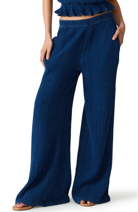 Harbor Cotton Blend Gauze Wide Leg Pants