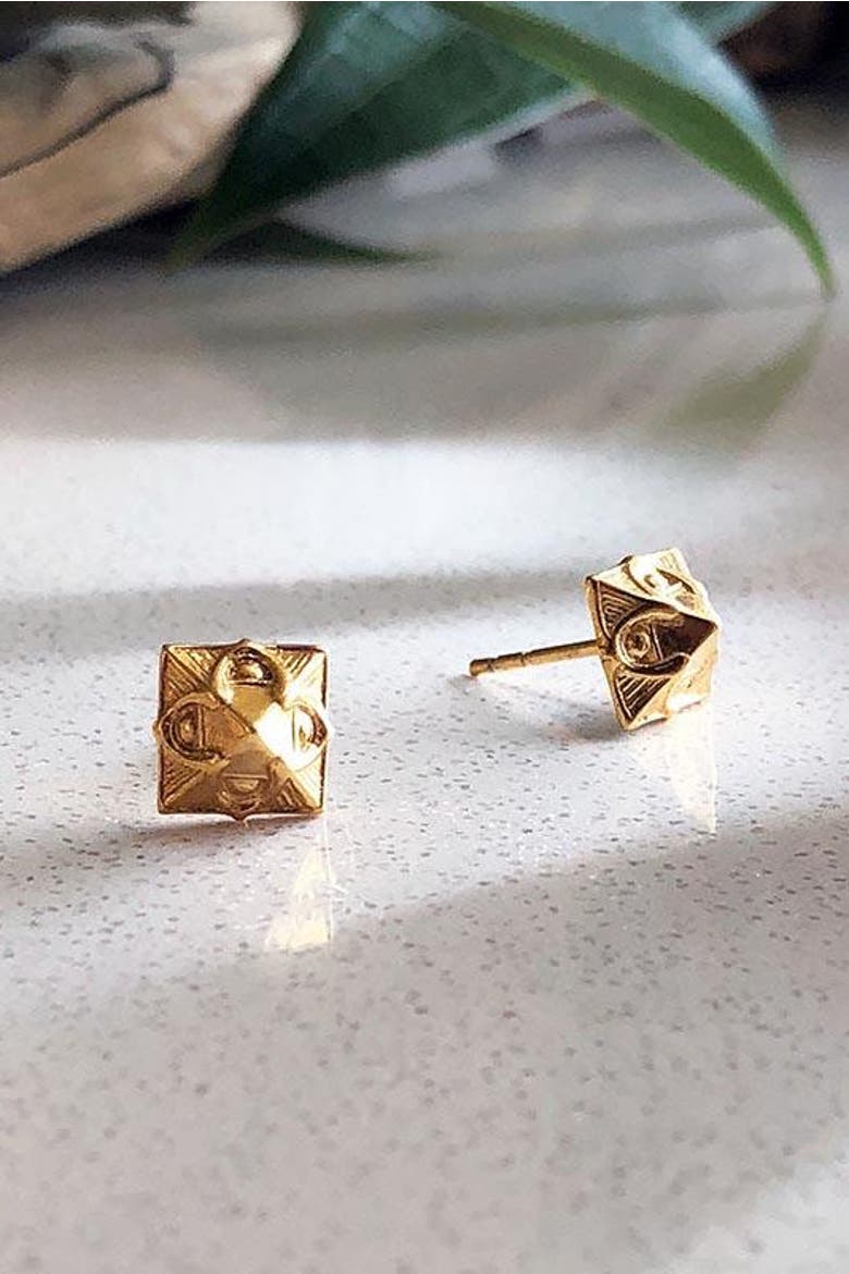 Pyramid Studs Gold, Alternate, color, Gold