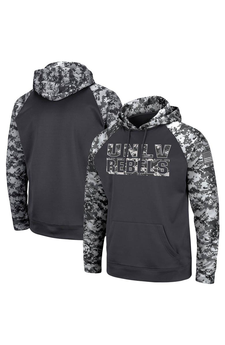 COLOSSEUM Men's Colosseum Charcoal UNLV Rebels OHT Military Appreciation Digital Camo Pullover Hoodie, Alternate, color, 