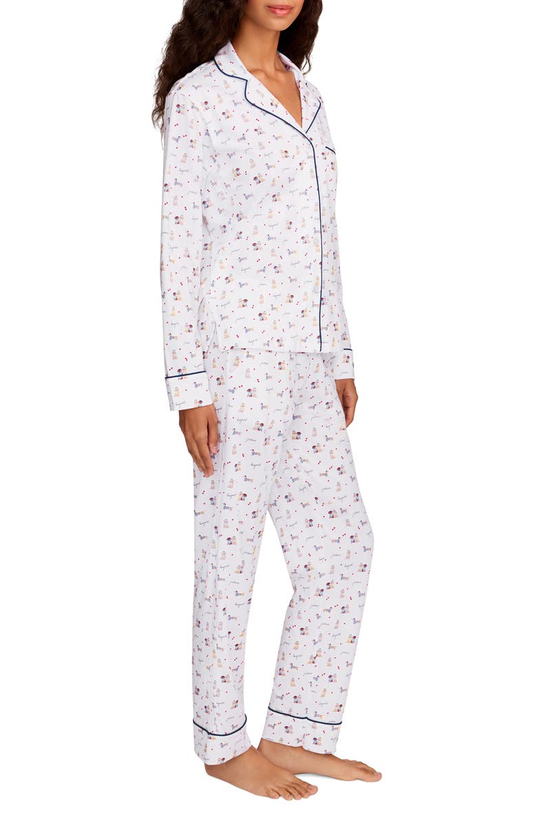 Petite Plume Pima Cotton Jersey Long Pajamas, Alternate, color, White