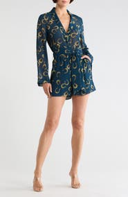 L'AGENCE Arabell Horseshoe Print Long Sleeve Romper