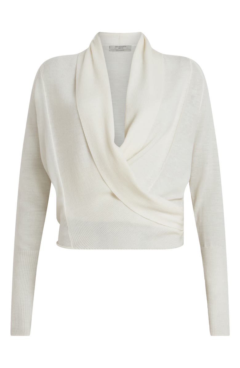 AllSaints Wasson Rib Open Front Wool Cardigan, Alternate, color, Chalk White