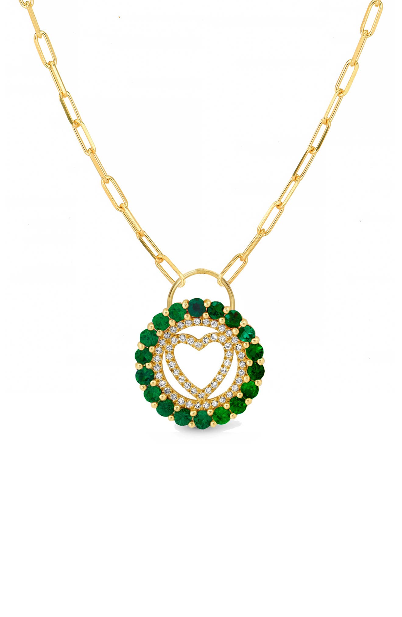 GABI RIELLE Cubic Zirconia Heart Paperclip Chain Necklace