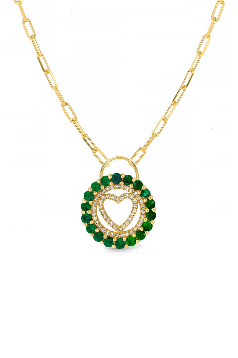 Cubic Zirconia Heart Paperclip Chain Necklace, Main, color, GOLD