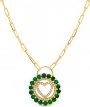 GABI RIELLE Cubic Zirconia Heart Paperclip Chain Necklace