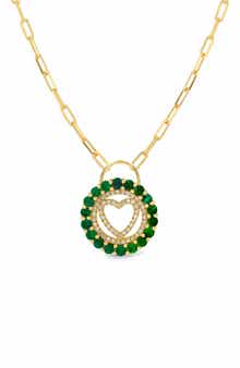 Cubic Zirconia Heart Paperclip Chain Necklace