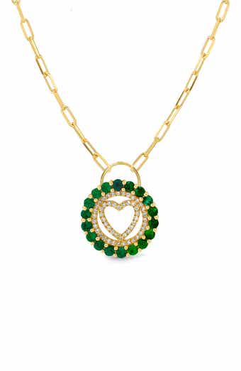 Cubic Zirconia Heart Paperclip Chain Necklace