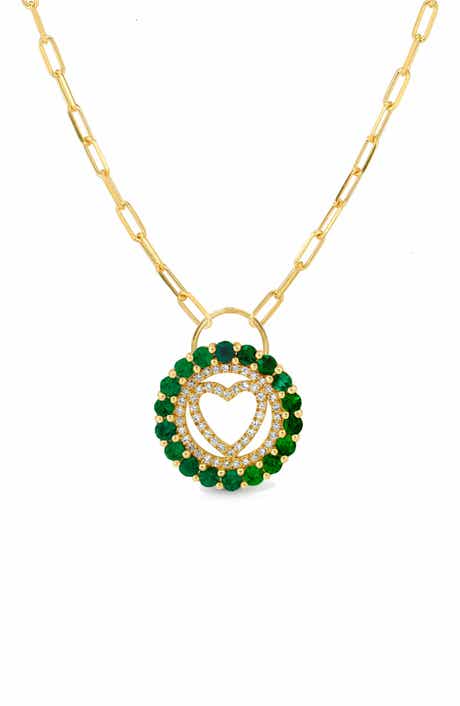 GABI RIELLE Cubic Zirconia Heart Paperclip Chain Necklace