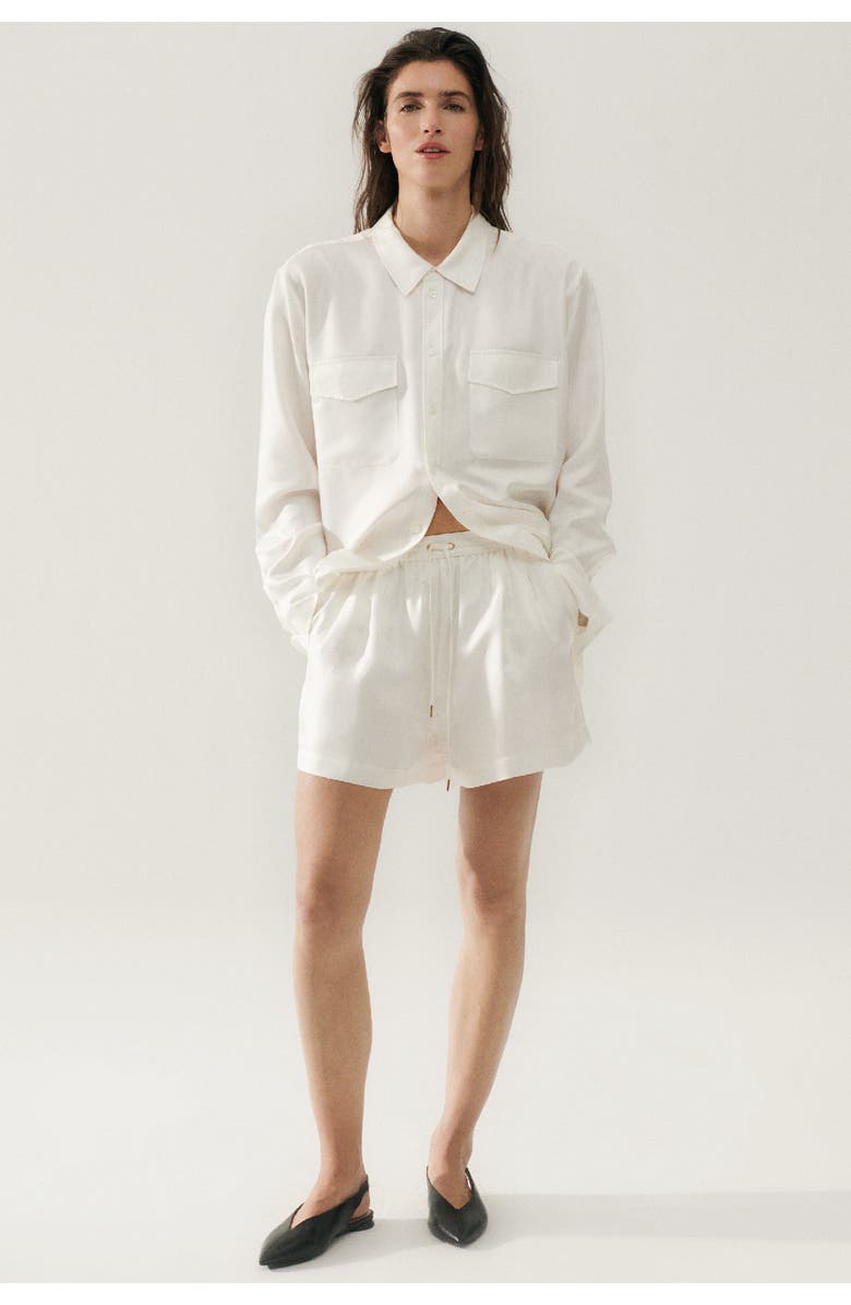 SILK LAUNDRY TWILL BOYFRIEND SHIRT WHITE, Main, color, White