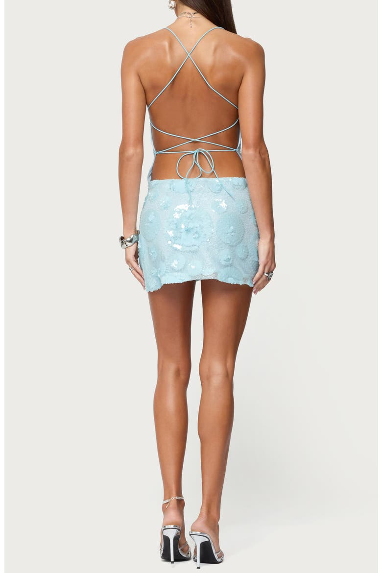 Sequin Backless Minidress, Alternate, color, LIGHT-BLUE