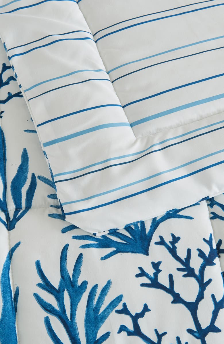 Woven & Weft Reversible Print Comforter Set, Alternate, color, Navy Sea Coral Print