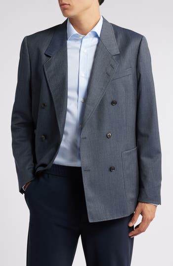 Tiger Of Sweden Jeen Wool Blend Double Breasted Sport Coat In Dusty Blue