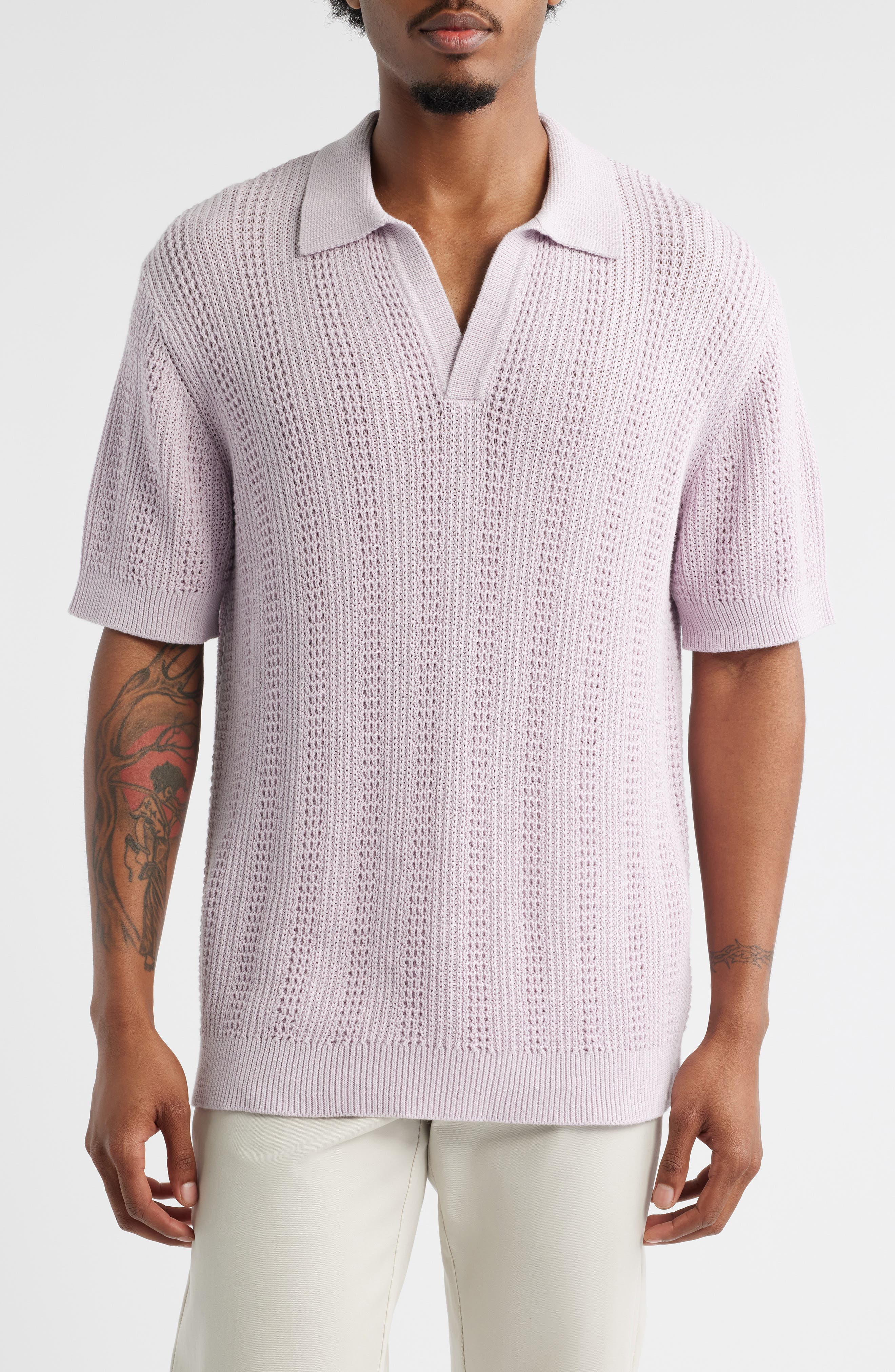 Open Edit Short Sleeve Polo Sweater
