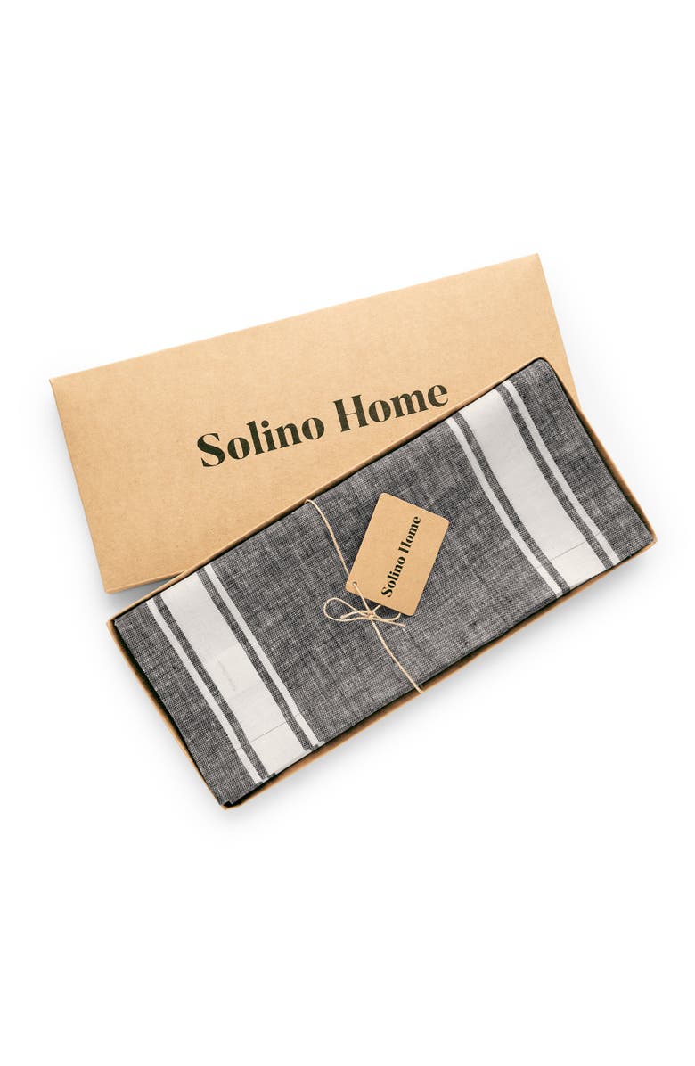 Solino Home Linen Table Runner for Dining Table, Holiday and Everyday Table Decor - Country Stripe, Alternate, color, Black