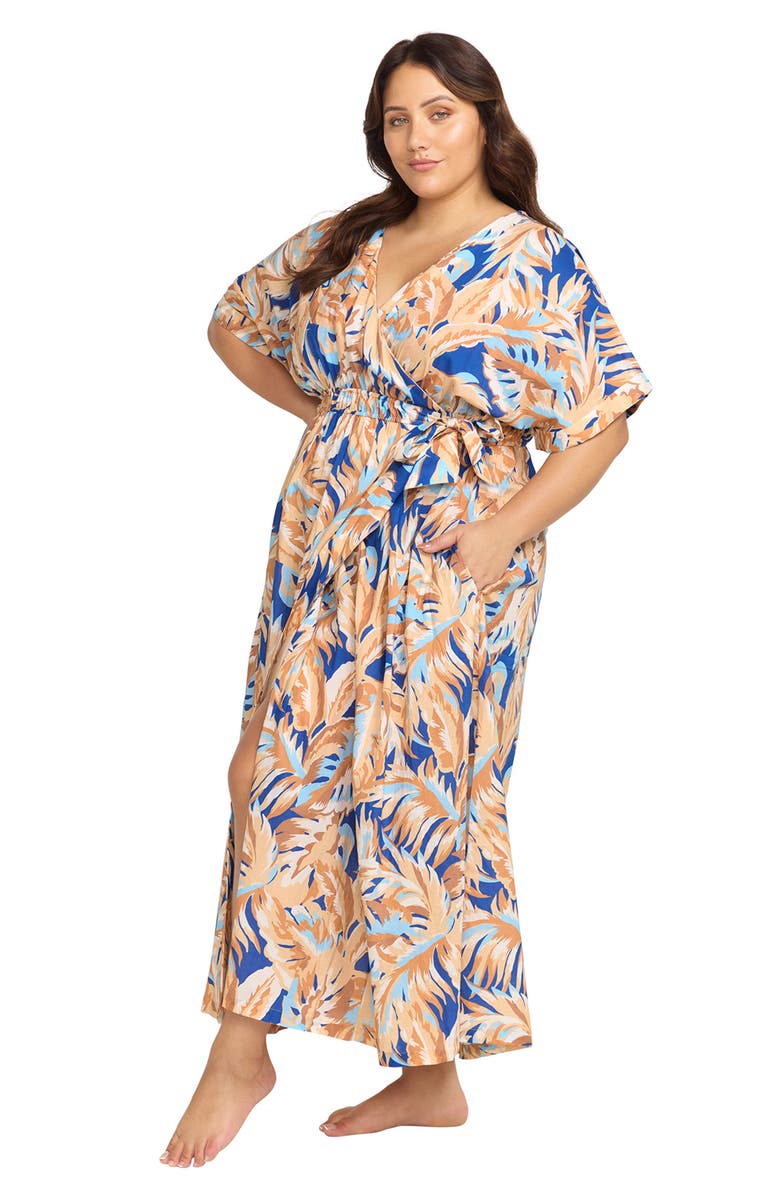 Artesands Areca Cea Verdi Cover-Up Wrap Dress, Alternate, color, Blue