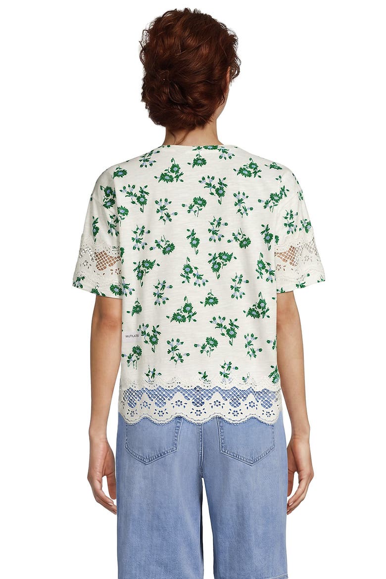 Short Sleeve Slub Jersey Cutwork T-Shirt, Alternate, color, Ivory/Bluegrass Floral