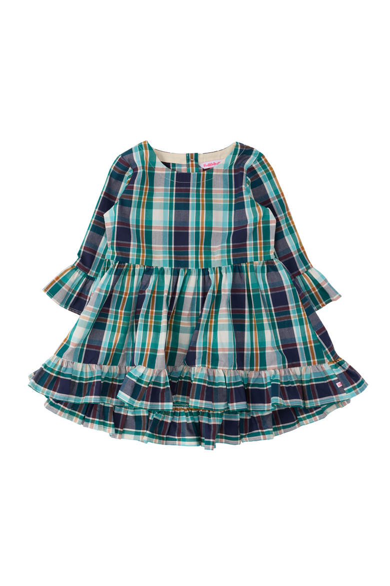 Baby Girls High Low Ruffle Tunic, Main, color, Forrest Plaid