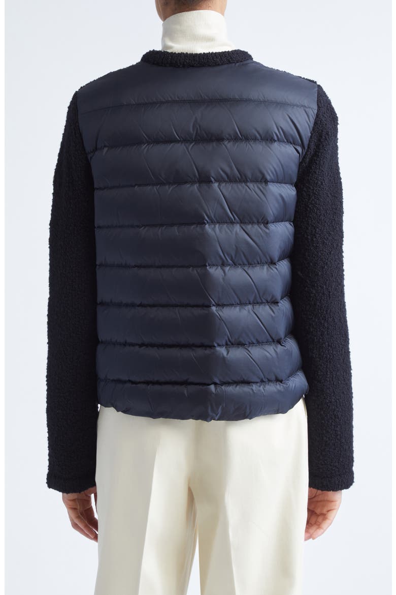 Trompe l'Oeil Bouclé Knit & Down Cardigan, Alternate, color, NAVY BLUE
