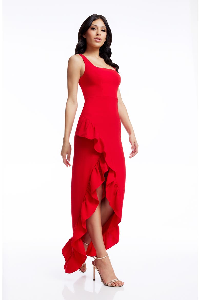Charlene Ruffle Gown, Alternate, color, ROUGE