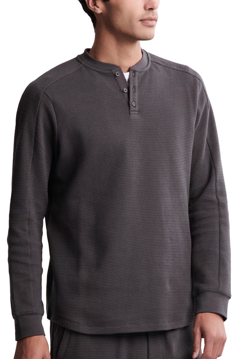 Waffle Knit Thermal Henley, Alternate, color, CARBON
