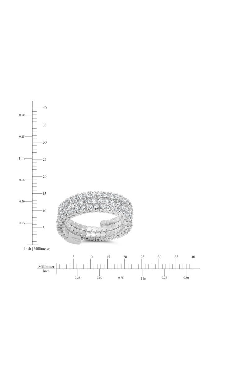 Crislu Three Row Cubic Zirconia Band Ring, Alternate, color, Pure Platinum/ Clear Stone