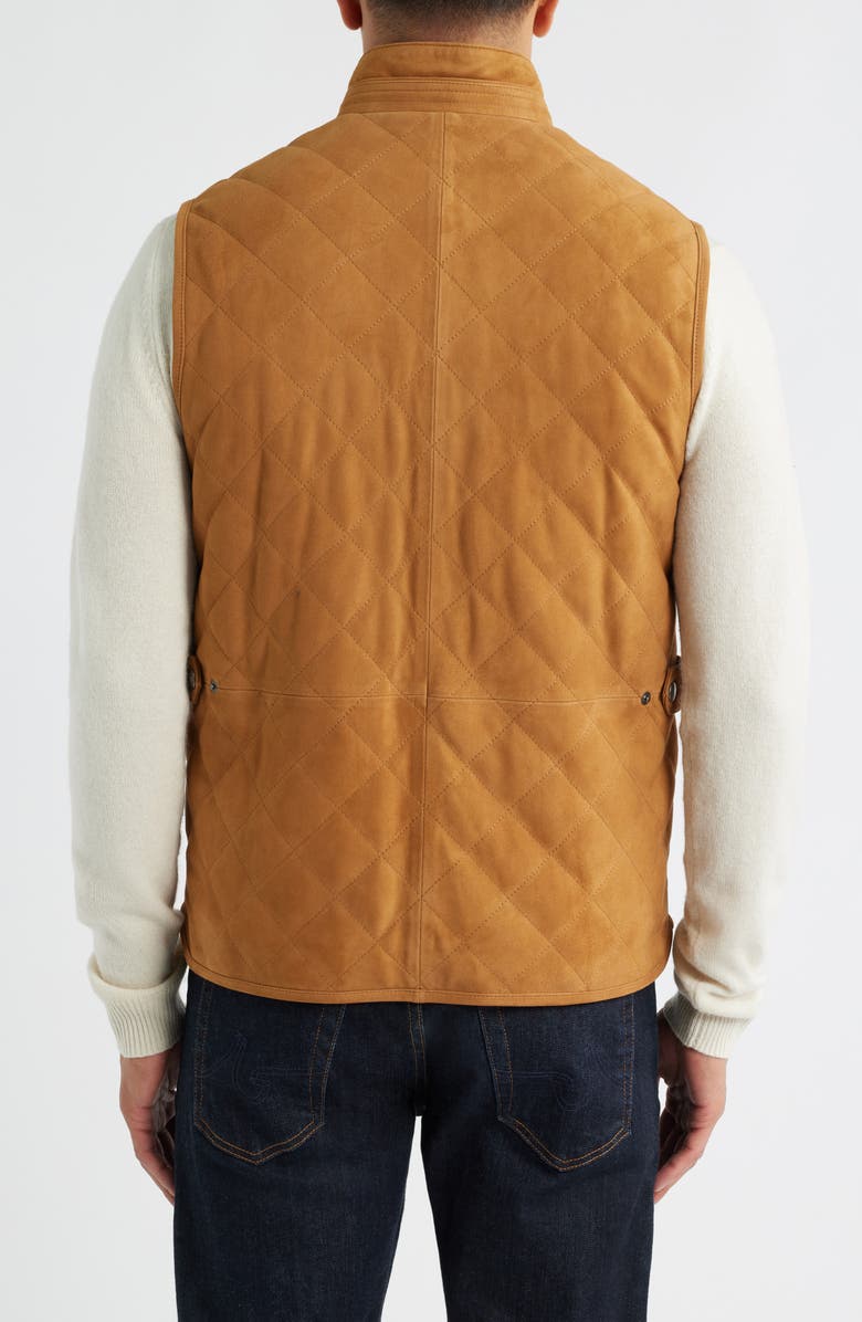 Peter Millar Essex Quilted Water Resistant Suede Vest, Alternate, color, Whiskey