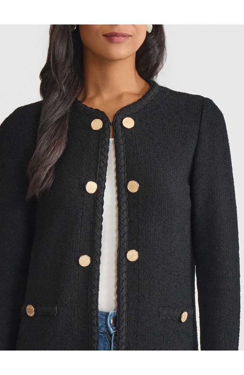 Misook Relaxed Lightweight Soft Tweed Knit Jacket, Alternate, color, Black