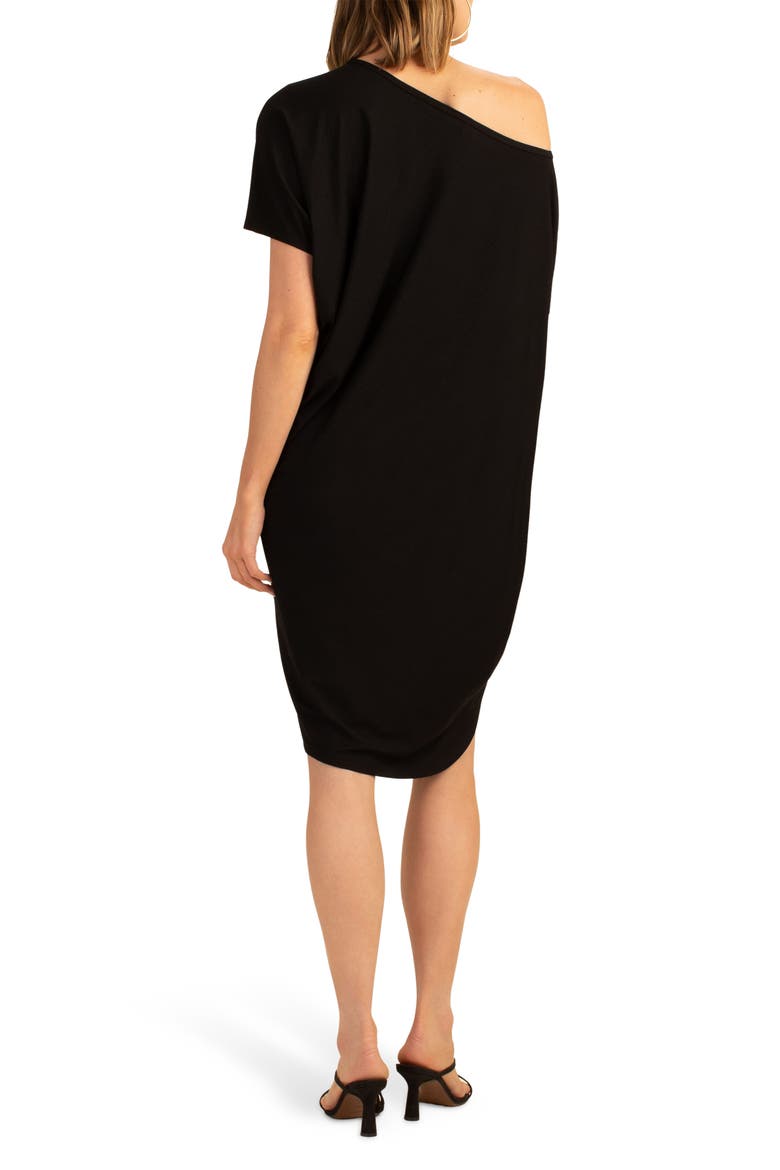 Radiant One-Shoulder Asymmetric Shift Dress, Alternate, color, BLACK