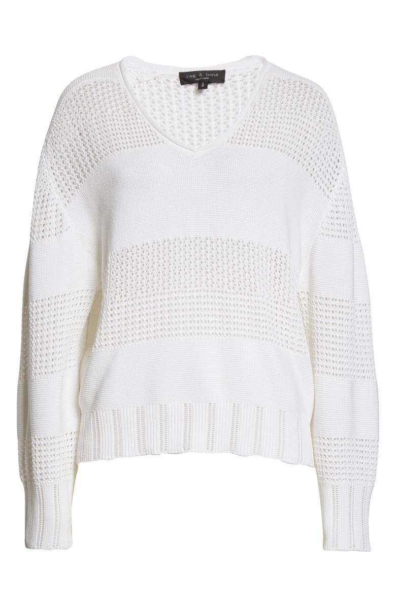 rag & bone Faye Stripe V-Neck Sweater, Alternate, color, 
