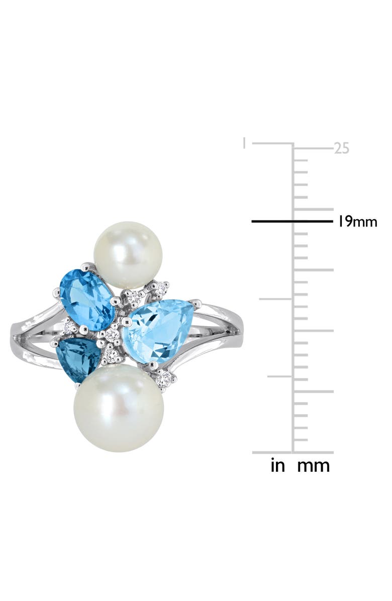 Julianna B. Pearl Blue Topaz & Diamond Cluster Ring 14k, Alternate, color, Blue Topaz