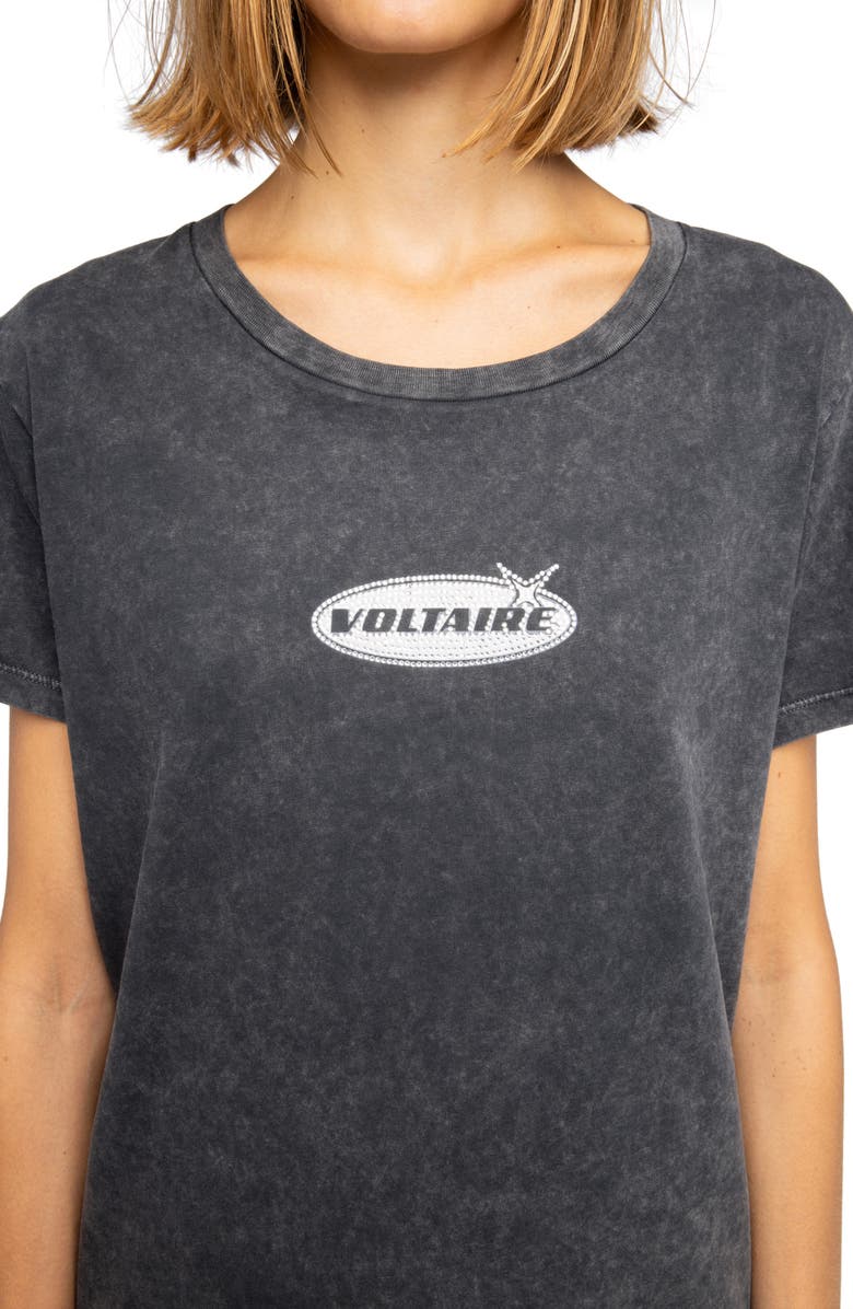 Zadig & Voltaire Alys Crystal Logo T-Shirt, Alternate, color, Black